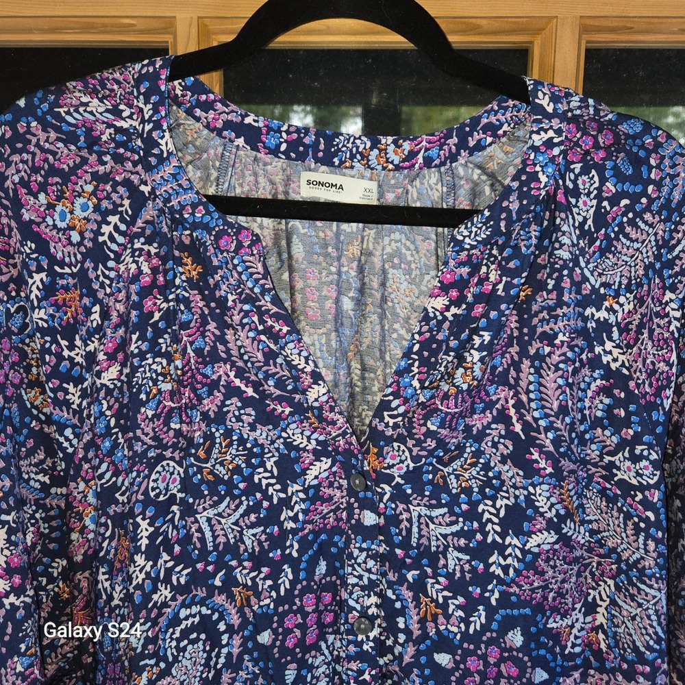 Sonoma Goods For Life Womens XXL Floral‎ Print 3/4 Sleeve Tiered Dress